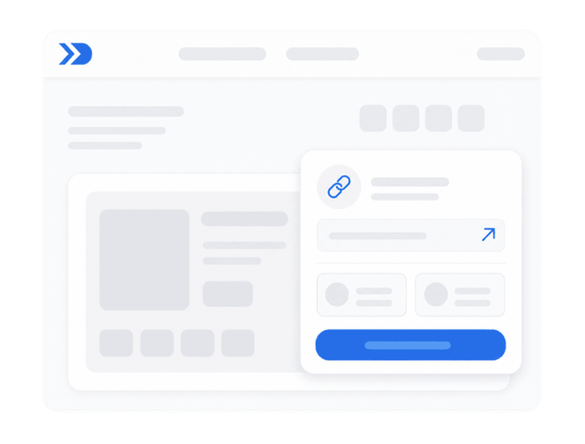 Minimal share panel with blue link button and cursor